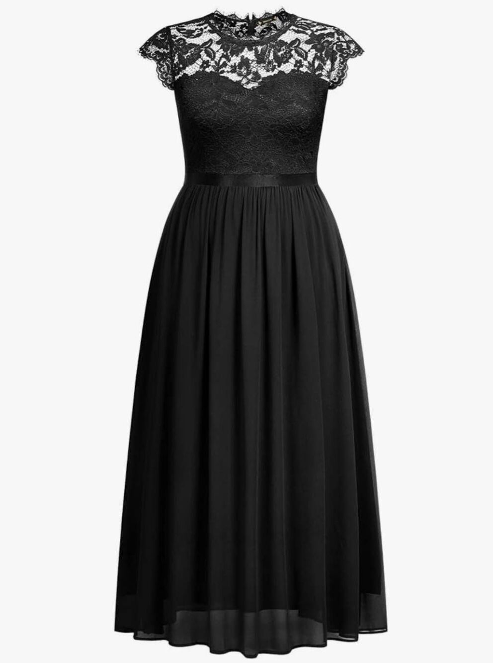Miusol Women's Formal Black Floral Lace Plus Size Party Maxi Dress, NWT, XL